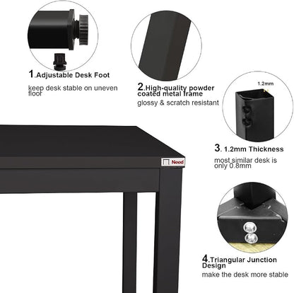 SogesHome 47 inches Modern Simple Computer Desk, Gaming Table PC Desk Coner Computer Table Study Writing Table Workstation, for Home Office Use, Black