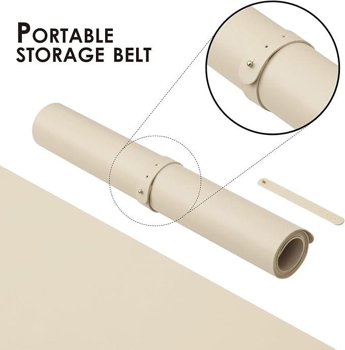 Leather Desk Mat - Non-Slip PU Desk Pad for Office and Home - Desk Organization and Accessories - Ideal for Large Mouse Pad and Desk Mats on Top of Desks (Beige,36"x 17")