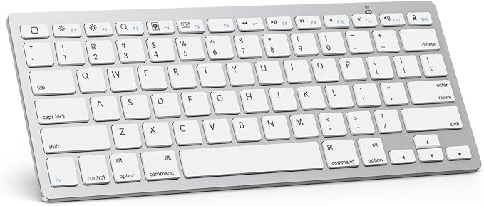 OMOTON Ultra-Slim Bluetooth Keyboard for iPad 11th/10th/9th/8th/7th, iPad Pro/Air/Mini and iPhone Series, Wireless iOS Keyboard with 12 Multimedia Keys for Office, Home, Travel, School, White