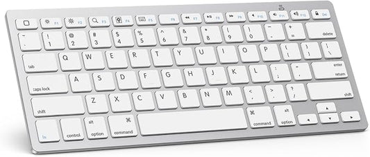 OMOTON Ultra-Slim Bluetooth Keyboard for iPad 11th/10th/9th/8th/7th, iPad Pro/Air/Mini and iPhone Series, Wireless iOS Keyboard with 12 Multimedia Keys for Office, Home, Travel, School, White