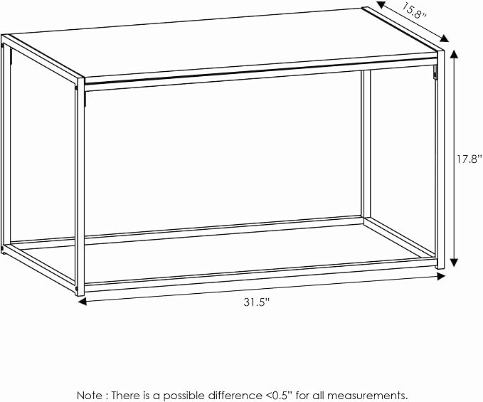 Furinno Camnus Coffee Table, Metal Frame Rustic Brown Coffee Table, Rectangular Wide Side Table, Easy Assembly, for Living Room, Bedroom, Home Office, Brown Walnut