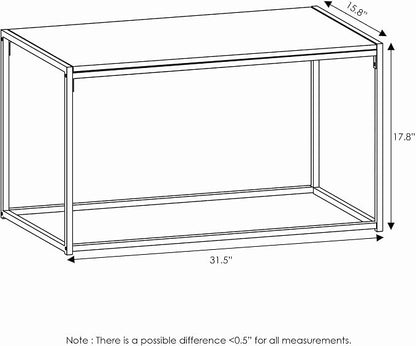 Furinno Camnus Coffee Table, Metal Frame Rustic Brown Coffee Table, Rectangular Wide Side Table, Easy Assembly, for Living Room, Bedroom, Home Office, Brown Walnut