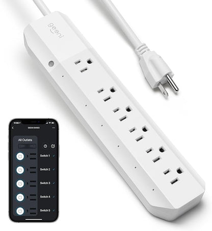 Geeni Smart Surge Protector Power Strip with 6 Wi-Fi Controlled Outlets, Real-Time Energy Monitoring, 3ft Extension Cord, App Control, Compatible with Alexa & Google Assistant, Smart Power Strip