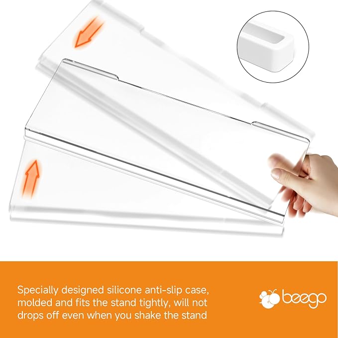 BEEGO Ergonomic Computer Keyboard Stand - Clear Acrylic Keyboard Riser Tilted Keyboard Holder Keyboard Tray with White Non-Slip Strip for Easy Typing at Home School Office Desk Accessories