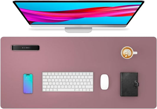 Bloss Leather Desk Pad Protector, Mouse Pad, Office Desk Mat, 31.5" x 15.7" Non-Slip PU Leather Desk Blotter, Laptop Desk Pad, Waterproof DeskWriting Pad for Office and Home (Dark Red)