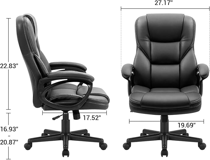 Furmax Office Executive Chair High Back Adjustable Managerial Home Desk Chair, Swivel Computer PU Leather Chair with Lumbar Support