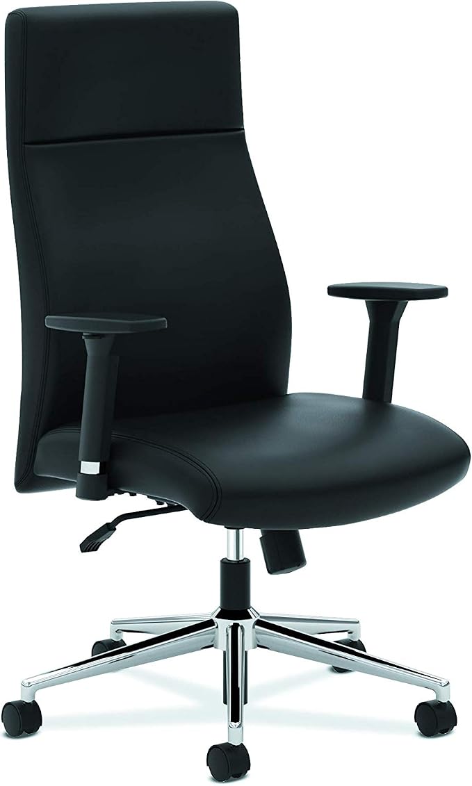HON basyx Executive Leather Chair - High-Back Office Chair for Computer Desk, Black (HVL108)