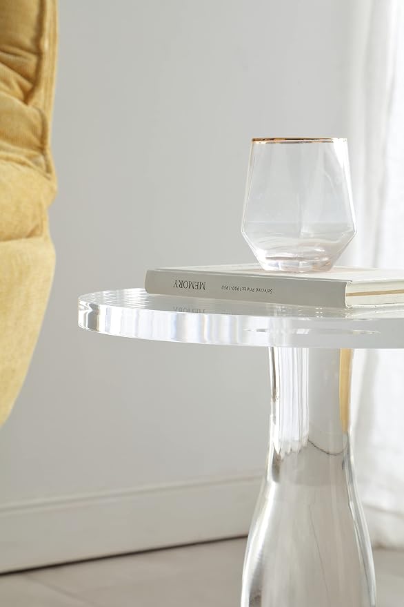 Artmaze Clear Acrylic Small End Table,Drink Table,for Office, Living Room and Bedroom, 12x12 inch，20 inch High