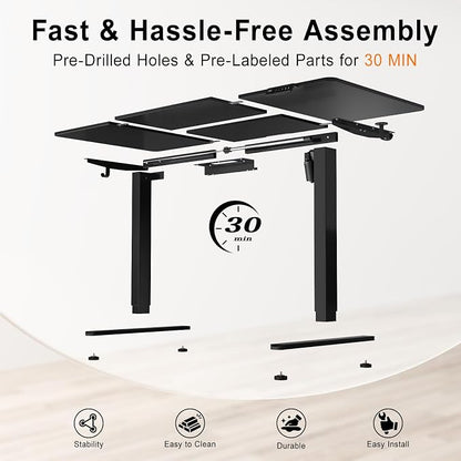 Electric Standing Desk, 60x28 Inches Height Adjustable Sit Stand up Desk with 3 Memory Presets & Child Lock, Quiet Motor, Heavy Duty Steel Frame, for Large Computer Workstation, Black