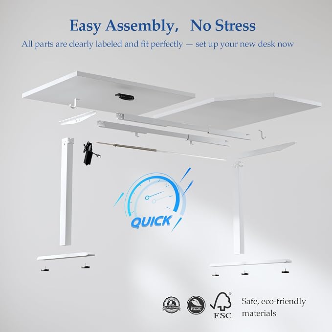 Klicelor L Shaped Standing Desk 63 x 35.4 Inch, Electric Height Adjustable Corner Desk for Home Office Workstation, Ergonomic Sit Stand Computer Table with Memory Controller, White