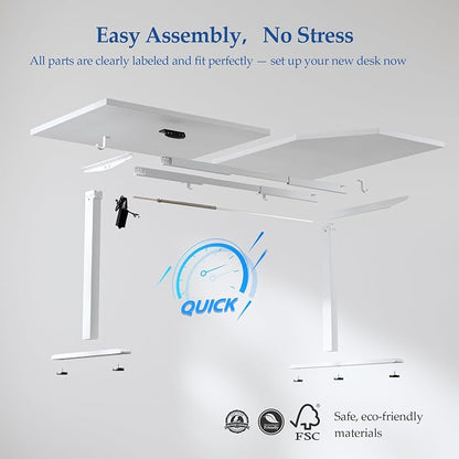 Klicelor L Shaped Standing Desk 59 x 35.4 Inch, Electric Height Adjustable Corner Desk for Home Office Workstation, Ergonomic Sit Stand Computer Table with Memory Controller, White