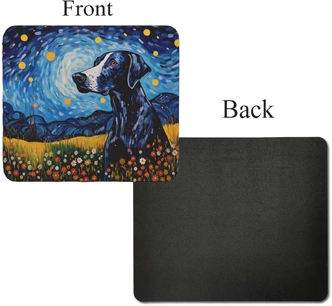 Starry Night Dog Mouse Pad for Home Office Gaming Working Desk Computer Desktop Accessories Non-Slip Rubber Mouse Pad for Dog Lovers (Great Dane)