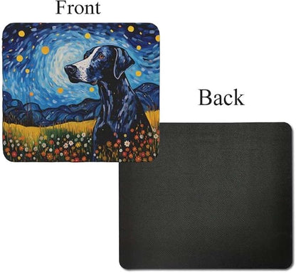 Starry Night Dog Mouse Pad for Home Office Gaming Working Desk Computer Desktop Accessories Non-Slip Rubber Mouse Pad for Dog Lovers (Great Dane)
