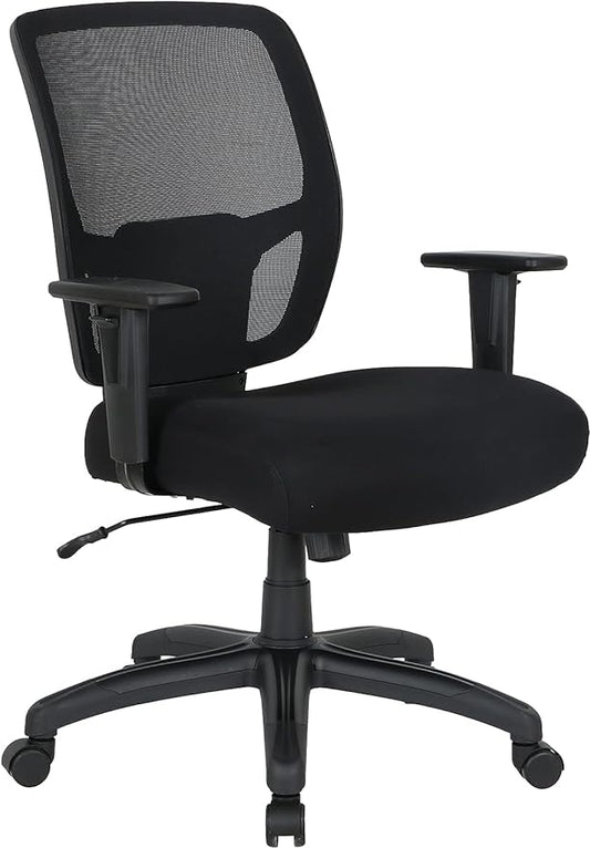 Amazon Basics Big and Tall Mesh Office Chair with Adjustable Armrests, Lumbar Support, Adjustable Height, 400lbs Capacity, Black