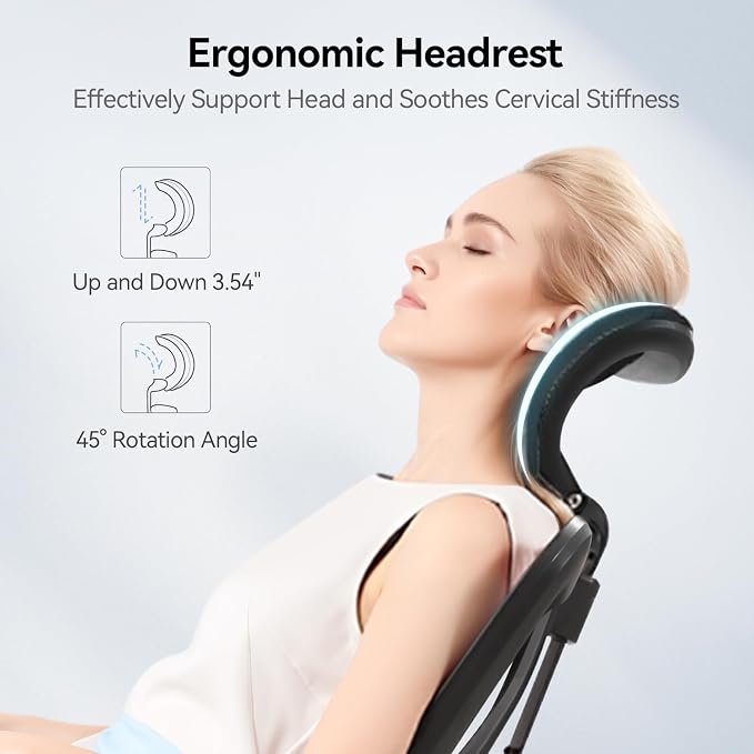 SIHOO M18 Ergonomic Office Chair, Adjustable Headrest & Lumbar Support, High Back Mesh Desk Chair, Height Adjustable Armrests, Swivel Computer Chair for Home Office, Deep Black