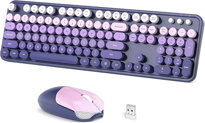 Dilter Wireless Keyboard and Mouse Combo, 104 Keys Full-Size Typewriter Keyboards, 2.4 GHz USB Receiver Plug and Play for Windows 7 8 10 11, PC, Laptop, Desktop (Purple)