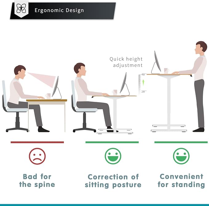YESHOMY Height Adjustable Electric Standing Desk, 55 inch Computer Table, Home Office Workstation, White Leg/Natural Top