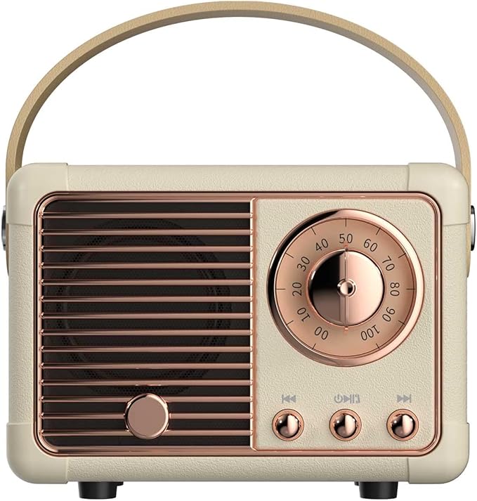 Dosmix Retro Bluetooth Speaker, Vintage Decor, Portable Wireless Bluetooth Speaker, Cute Old Fashion Style for Kitchen Desk Bedroom Office Outdoor Accessories for iPhone Android (Yellow)