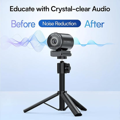 EMEET SmartCam S800-4K Webcam with Tripod for Streaming, Sony 1/2'' Sensor, Supports HDR, PDAF&TOF Dual-autofocus, 1080P@60FPS, Adjustable Heights with 360° Swivel Head, Perfect for Live Streaming
