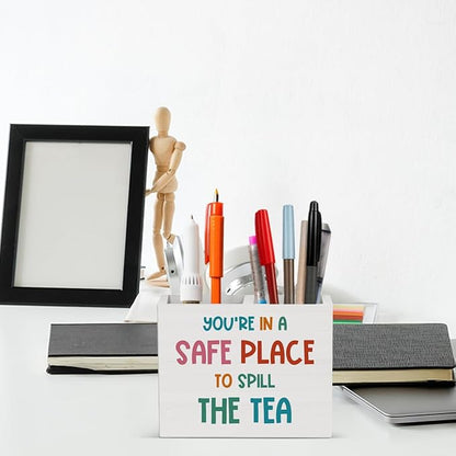 Therapy Office Decor Therapist Office Decoration Mental Therapist Gifts School Counselor Gifts for Women Wooden Pencil Holder, Psychology Gift Desk Decor