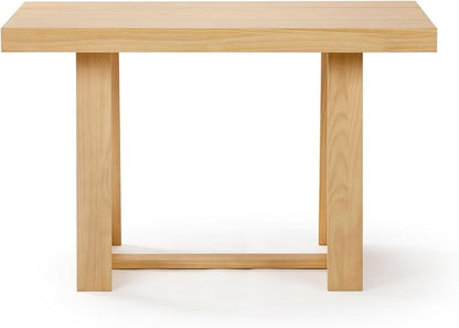 Plank+Beam 48 Inch Farmhouse Dining Table, Rustic Solid Wood Kitchen Table, Dinner Table for Dining Room, Home Office Furniture, Blonde Wirebrush