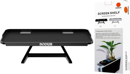 Bodur Top TV Monitor Shelf - Multifunctional Headboard Cable Box Holder , Ideal for Behind Computer, DVD Player and Television Screen Stand Mount with Shelves & Shield Pro Attachment