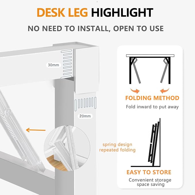 Folding Desk ,39.4 Inch No Assembly Folding Computer Desk, Space-Saving Small Desk for Home Office Bedroom Dorm Study, Compact Portable Foldable Laptop Desk