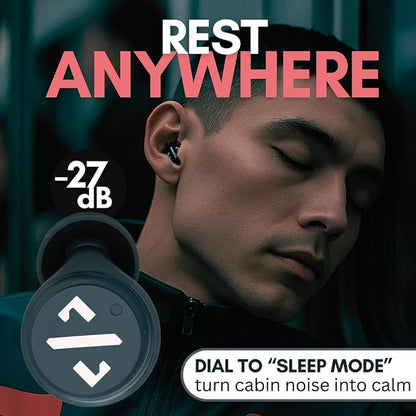 BLOCKNOISE Adjustable High-Fidelity Ear Plugs for Concerts, Focus & Travel - 3 Noise Relief Modes (18-27 dB) - Reusable Silicone Earplugs with Volume Dial & Neck Cord (4 Custom Fit Sizes)