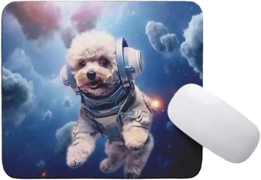 Mouse Pad Poodle Astronaut Dog in Space Mouse Pad Puppy floating in Space for Home Office Work Desk Computer Desktop Laptop for Dog Lovers