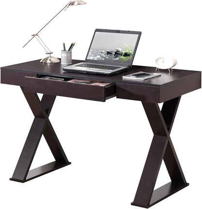 Techni Mobili Trendy Writing Desk with Drawer, Espresso