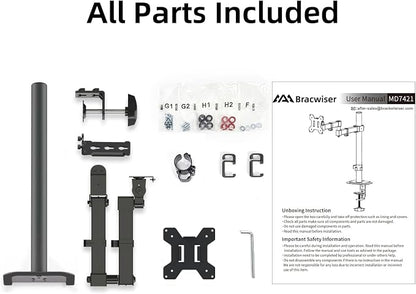 Bracwiser Monitor Mount Single Fully Adjustable Arm Fits One Screen 13-32 inch 22lbs for Monitor Computer Screen 13 15 17 19 20 22 23 24 26 27 30 32 inch VESA 75 100 (MD7421)