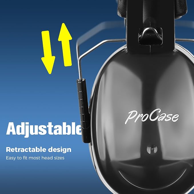 ProCase NRR 32dB Noise Reduction Ear Muffs for Adults & Kids, Hearing Protection for Shooting, Gun Range, Mowing, Construction & Autism Sensory Support, Foldable Safety Earmuffs –Blue
