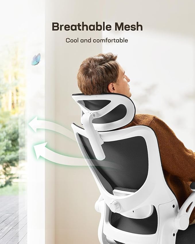 Marsail Ergonomic Office Chair with 3D Armrests, Pack of 4 | Office Desk Chair with High Back Mesh, Adjustable Lumbar Support, Rolling Work Swivel Task Chairs with Wheel, Headrest, home