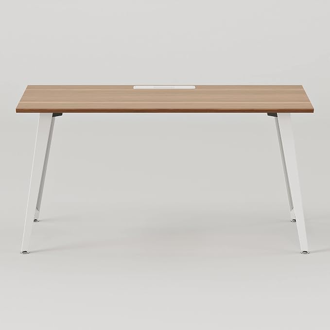 Branch Office Desk - Modern Home Office Desk - Efficient Cable Management and Fast Assembly - Compact Workstation for Home or Apartment - 48” Walnut Top - White Base