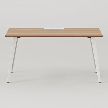 Branch Office Desk - Modern Home Office Desk - Efficient Cable Management and Fast Assembly - Compact Workstation for Home or Apartment - 48” Walnut Top - White Base