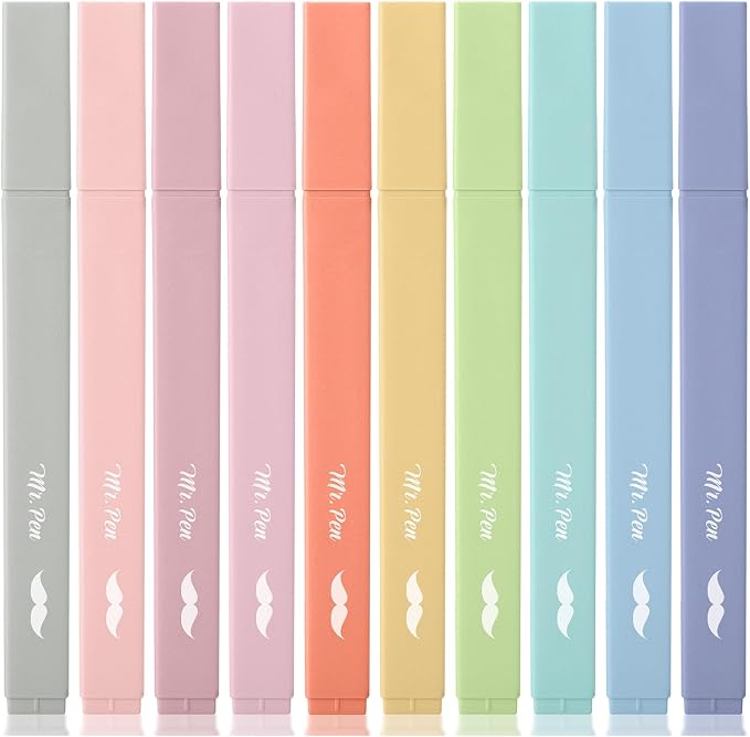 Mr. Pen- Aesthetic Bible Highlighters No Bleed Through, 10 Pack | Retro Colors, Cute Highlighter for Journaling Supplies and School Accessories, Bible Highlighters and Pens No Bleed