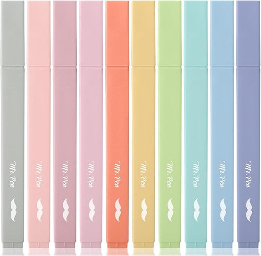 Mr. Pen- Aesthetic Bible Highlighters No Bleed Through, 10 Pack | Retro Colors, Cute Highlighter for Journaling Supplies and School Accessories, Bible Highlighters and Pens No Bleed