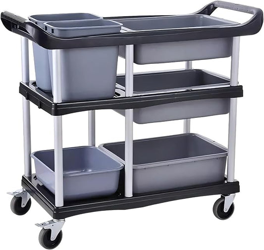 3 Tier Utility Cart Heavy Duty 330lbs Capacity Rolling Service Cart Utility Carts with Wheels Storage Cart Restaurant Supplies Great for Hotel,Kitchen,Laundry Room,Siz:41x18.3x37
