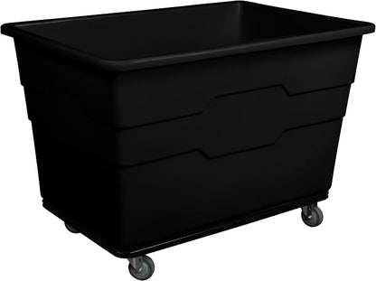 ReadySpace Commercial 20 Bushel Utility Cart with Steel Base, Poly Box Basket Truck, Laundry Cart, and Rolling Trash Bin, 51.5-Inch x 35.5-Inch x 36-Inch, 1000 Pound Weight Capacity, Black