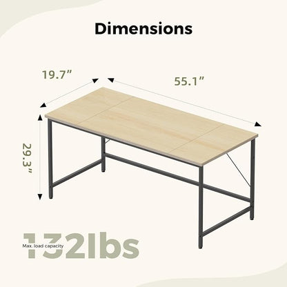 Mericonia 55 inch Computer Desk, Gaming Desk for Small Spaces, Modern Simple Style Table for Home Office, Study Student Writing Table