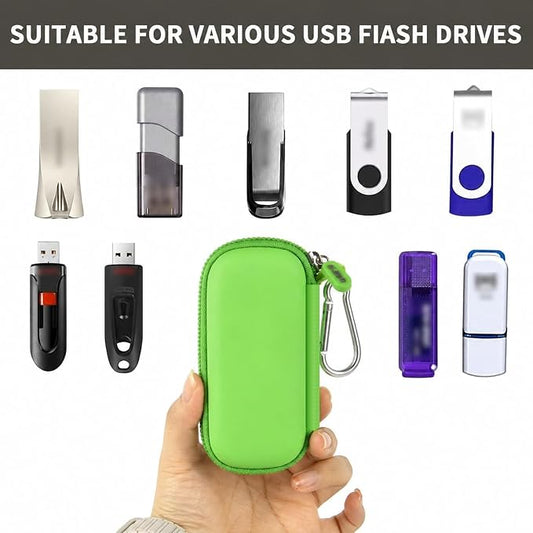 USB Flash Drive Case, SD Card Holder Compatible with Thumb Drive, Memory Cards, SDXC SDHC Storage Bag, Electronic Accessories Organizer for SanDisk for Samsung for Inland (Grass Green)