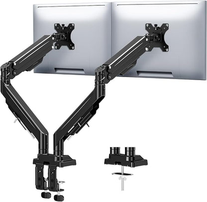 MOUNTUP Dual Monitor Stand for Max 43 inch Screens, Ultrawide Monitor Arm Height Adjustable, Heavy Duty Dual Monitor Mount, Full Motion Premium Monitors Arm, Holds 2.2 to 33 lbs, VESA Desk Mount