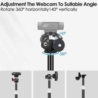 Webcam Tripod Stand for Desk: Webcam Stand for Logitech Brio | C920 | C922 | C615 | C930e - Height & Angle Adjustable Desktop Tripod for Light & 1/4" Thread for Live Streaming | Video Calling