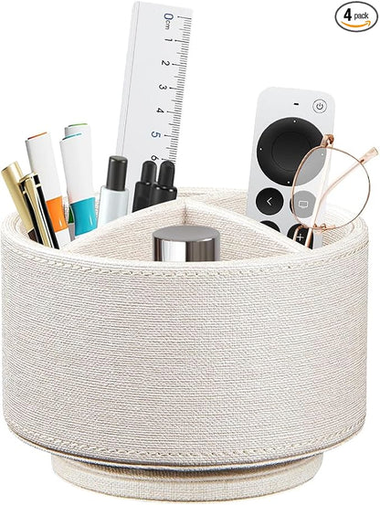 TV Remote Control Holder for Table, 360 Swivel Pen Holder for Desk Organizers and Accessories, Nightstand Organizer Caddy for Media Controllers/Office Supplies, Bedside Decorations for Living Room