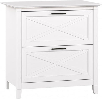 Bush Home Key West 2 Drawer Lateral File Cabinet in Pure White Oak, Document Storage for Home Office, Accent Chest with Drawers
