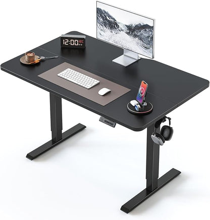 BANTI 40 × 24 Inches Standing Desk, Ergonomic, Electric Height Adjustable, Sit and Stand Up, Computer Office Desk with Splice Board, Black Frame/Black Top