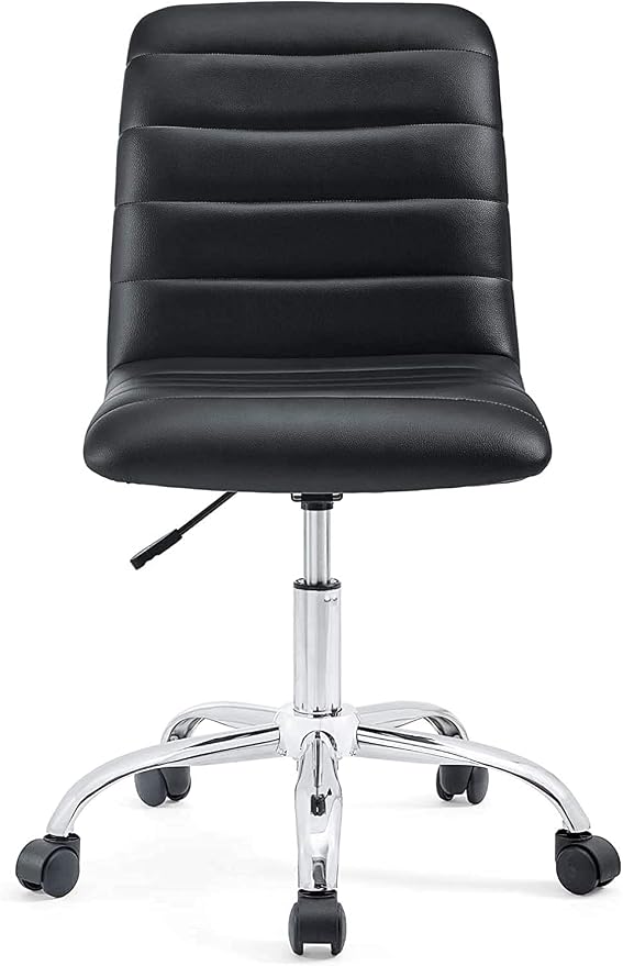 Modway Ripple Ribbed Armless Mid Back Swivel Computer Desk Office Chair In Black