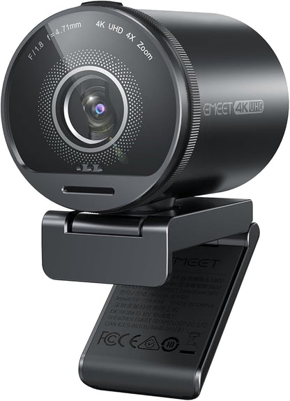 EMEET SmartCam S800 4K Webcam for Streaming, 1/2'' Sensor, Supports HDR, PDAF&TOF Dual-autofocus, 1080P@60fps, 2 Noise-Cancelling Mics, 40°-73° FOV, Perfect for Live Streaming & Online Meetings