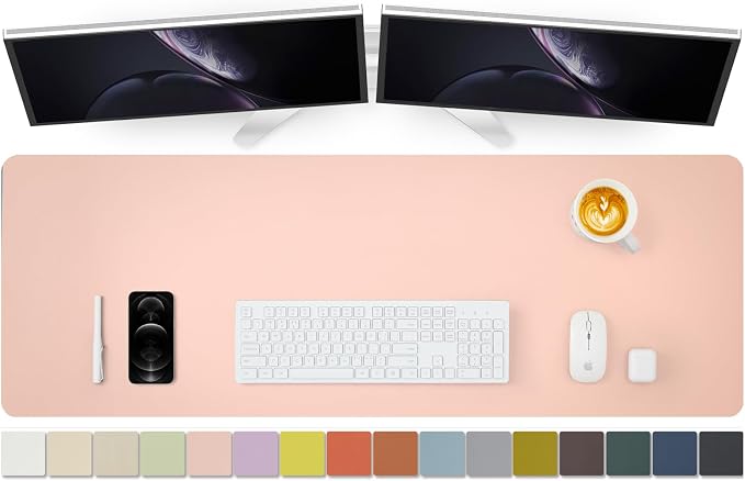 Large Desk Mat - 47.2"x 17" Non-Slip PU Desk Pad for Office and Home - Ideal for Large Mouse Pad and Desk Mats on Top of Desks(Pink)