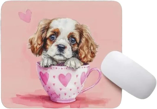TUBBIE Basic Mousepad Puppy in Tea Cup Mouse Pad Desktop Laptop Computer Accessories Home Office Gaming Work Desk Computer Non-Slip Rubber Gift for Dogs Lover Mousepad Coffee or Tea (Cocker Spaniel)